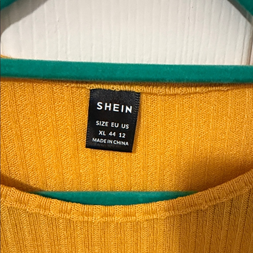 SHEIN Mustard Ribbed Mini Dress - Picture 3 of 4